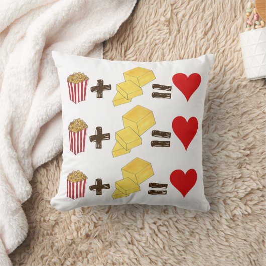 クラシック食べ物ペアリングポップコーン+バター=愛ハート クッション (ブランケット)