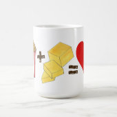 クラシック食べ物ペアリングポップコーン+バター=愛ハート コーヒーマグカップ (中央)