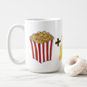 クラシック食べ物ペアリングポップコーン+バター=愛ハート コーヒーマグカップ