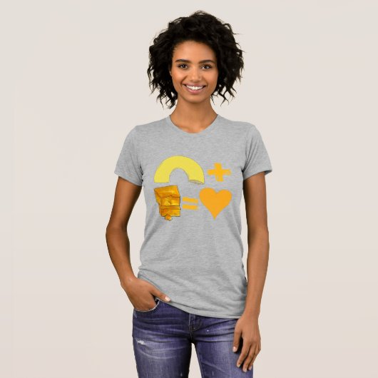 クラシック食べ物ペアMacaroni +チーズ=愛ハート Tシャツ (正面フル)