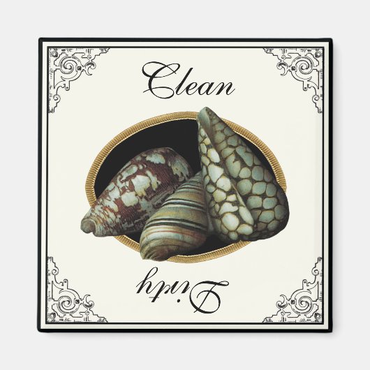 クラシック食洗機シェルブラッククリーン汚れマグネット マグネット (正面)