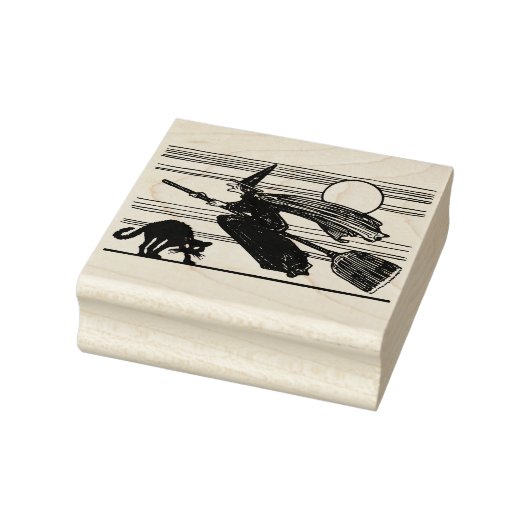 クラシック魔女飛んでいるハロウィーンブラックキャット ラバースタンプ (スタンプ)