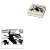 クラシック魔女飛んでいるハロウィーンブラックキャット ラバースタンプ (押印)