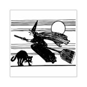 クラシック魔女飛んでいるハロウィーンブラックキャット ラバースタンプ (インプリント)