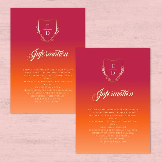 クラシック鮮やか夏結婚詳細 エンクロージャーカード