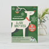 クラシック鹿のクリスマスデコのベビーシャワー 招待状 (スタンド正面)