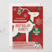 クラシック鹿のクリスマス 招待状 (正面)