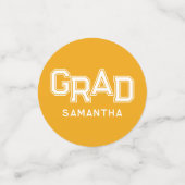 クラシック黄パーソナライズされた卒業写真卒業 コンフェッティ (スモール正面)