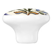 クラシック黄伝統的花青フローラ セラミックノブ (側面)