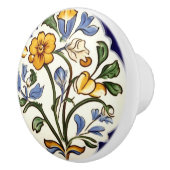 クラシック黄伝統的花青フローラ セラミックノブ (右)