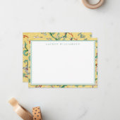 クラシック黄色と緑のChinoiserieノートカード ノートカード (正面/裏面インサイチュ)