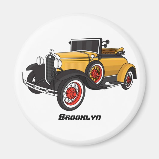 クラシック黄色の車1931 マグネット (正面)