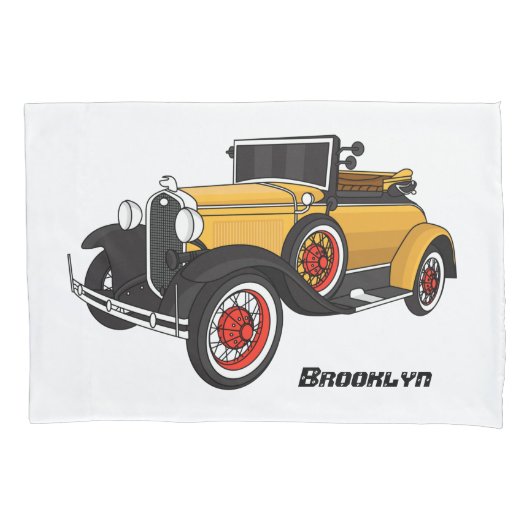 クラシック黄色の車1931 枕カバー (正面)