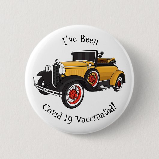 クラシック黄色の車1931 缶バッジ (正面)