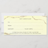 クラシック黄色の金ゴールド瑪瑙の証明書ギフトカード (裏面)