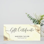 クラシック黄色の金ゴールド瑪瑙の証明書ギフトカード (スタンド正面)