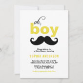 クラシック黄色It's a Boy Mustache Baby Shower 招待状 (正面)