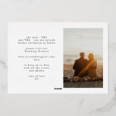 クラシック黒い写真の結婚金ゴールド保存日 箔招待状 (裏面)