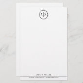 クラシック黒い文モノグラムの具 便箋 (正面/裏面)