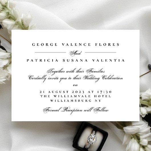 クラシック黒い書道エレガフォーマルントウェディング 招待状