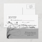 クラシック黒とグレーのRSVP インビテーションポストカード (正面/裏面)