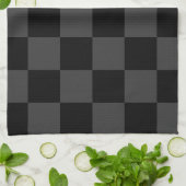 クラシック黒とモダンスモーキーの黒チェッカーボード キッチンタオル (折り畳み)