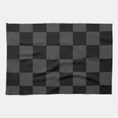 クラシック黒とモダンスモーキーの黒チェッカーボード キッチンタオル (横)