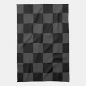 クラシック黒とモダンスモーキーの黒チェッカーボード キッチンタオル (縦)