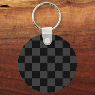 クラシック黒とモダンスモーキーの黒チェッカーボード キーホルダー