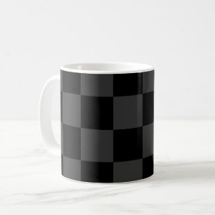 クラシック黒とモダンスモーキーの黒チェッカーボード コーヒーマグカップ
