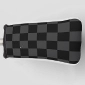 クラシック黒とモダンスモーキーの黒チェッカーボード ゴルフヘッドカバー (正面)