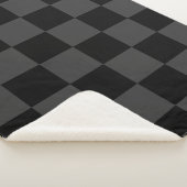 クラシック黒とモダンスモーキーの黒チェッカーボード シェルパブランケット (3/4)