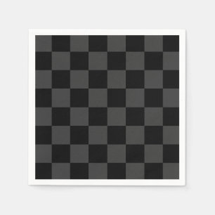クラシック黒とモダンスモーキーの黒チェッカーボード スタンダードカクテルナプキン