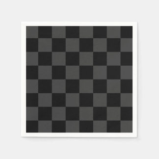 クラシック黒とモダンスモーキーの黒チェッカーボード スタンダードカクテルナプキン
