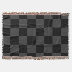 クラシック黒とモダンスモーキーの黒チェッカーボード スローブランケット