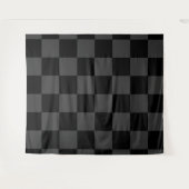 クラシック黒とモダンスモーキーの黒チェッカーボード タペストリー (正面(横))