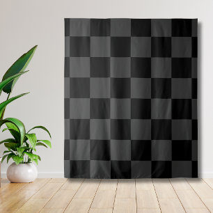 クラシック黒とモダンスモーキーの黒チェッカーボード タペストリー