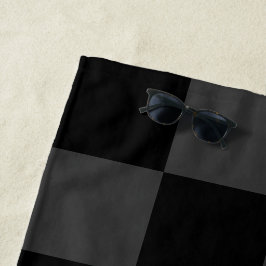 クラシック黒とモダンスモーキーの黒チェッカーボード ビーチタオル