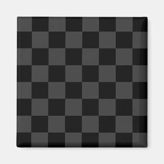 クラシック黒とモダンスモーキーの黒チェッカーボード マグネット (正面)