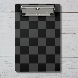 クラシック黒とモダンスモーキーの黒チェッカーボード ミニクリップボード