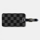 クラシック黒とモダンスモーキーの黒チェッカーボード ラゲッジタグ (裏面横)