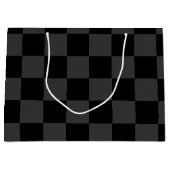 クラシック黒とモダンスモーキーの黒チェッカーボード ラージペーパーバッグ (正面)