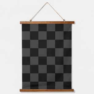 クラシック黒とモダンスモーキーの黒チェッカーボード 吊り下げ型タペストリー