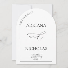 クラシック黒と白のアーチ日付カードを保存 招待状