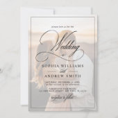 クラシック黒と白のオーバーレイフォト結婚ズ 招待状 (正面)