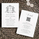 クラシック黒と白のクレスト結婚すべて1つ 招待状