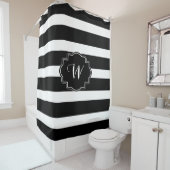 クラシック黒と白のストライプ シャワーカーテン (インサイチュ)