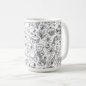 クラシック黒と白のドドルライフ！ コーヒーマグカップ (正面右)