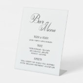 クラシック黒と白のバーメニュー8 x 10インチ 台座サイン (正面)