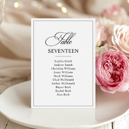 クラシック黒と白の結婚テーブル番号 招待状